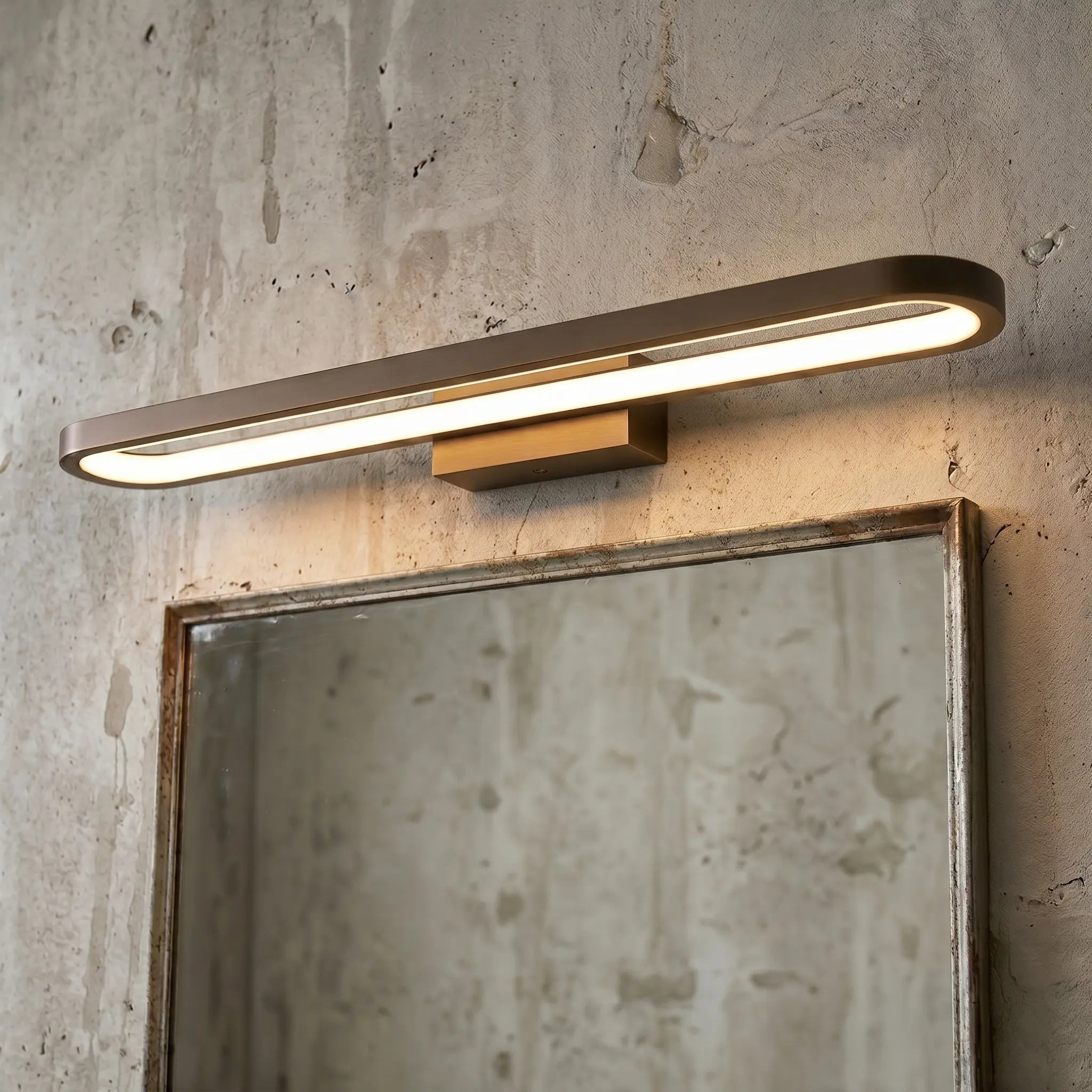 Luminaire miroir LED design épuré marron salle d'eau – Image 6
