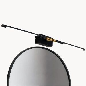 Luminaire miroir LED salle de bain – Noir et or moderne