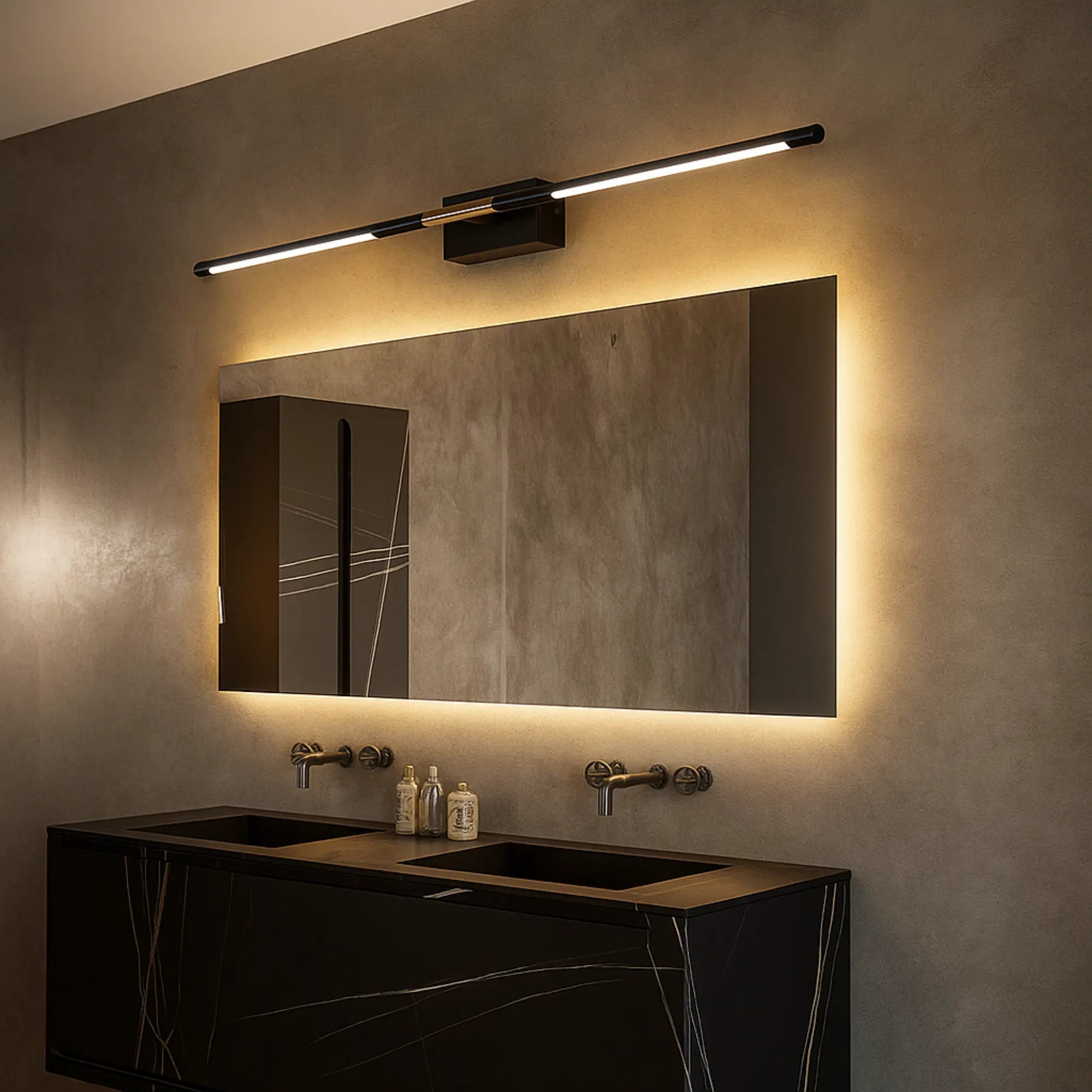 Luminaire miroir LED salle de bain – Noir et or moderne – Image 5