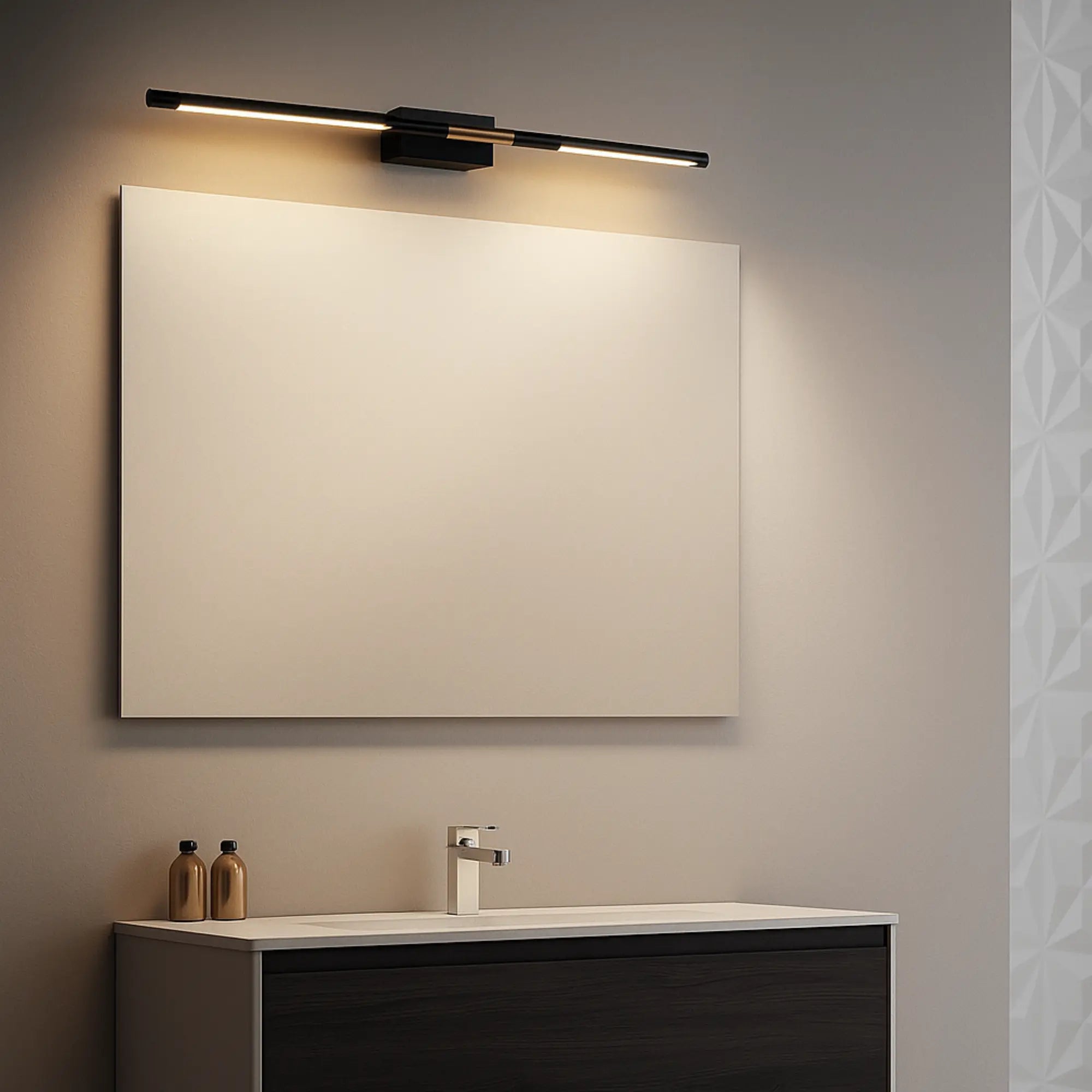 Luminaire miroir LED salle de bain – Noir et or moderne – Image 6