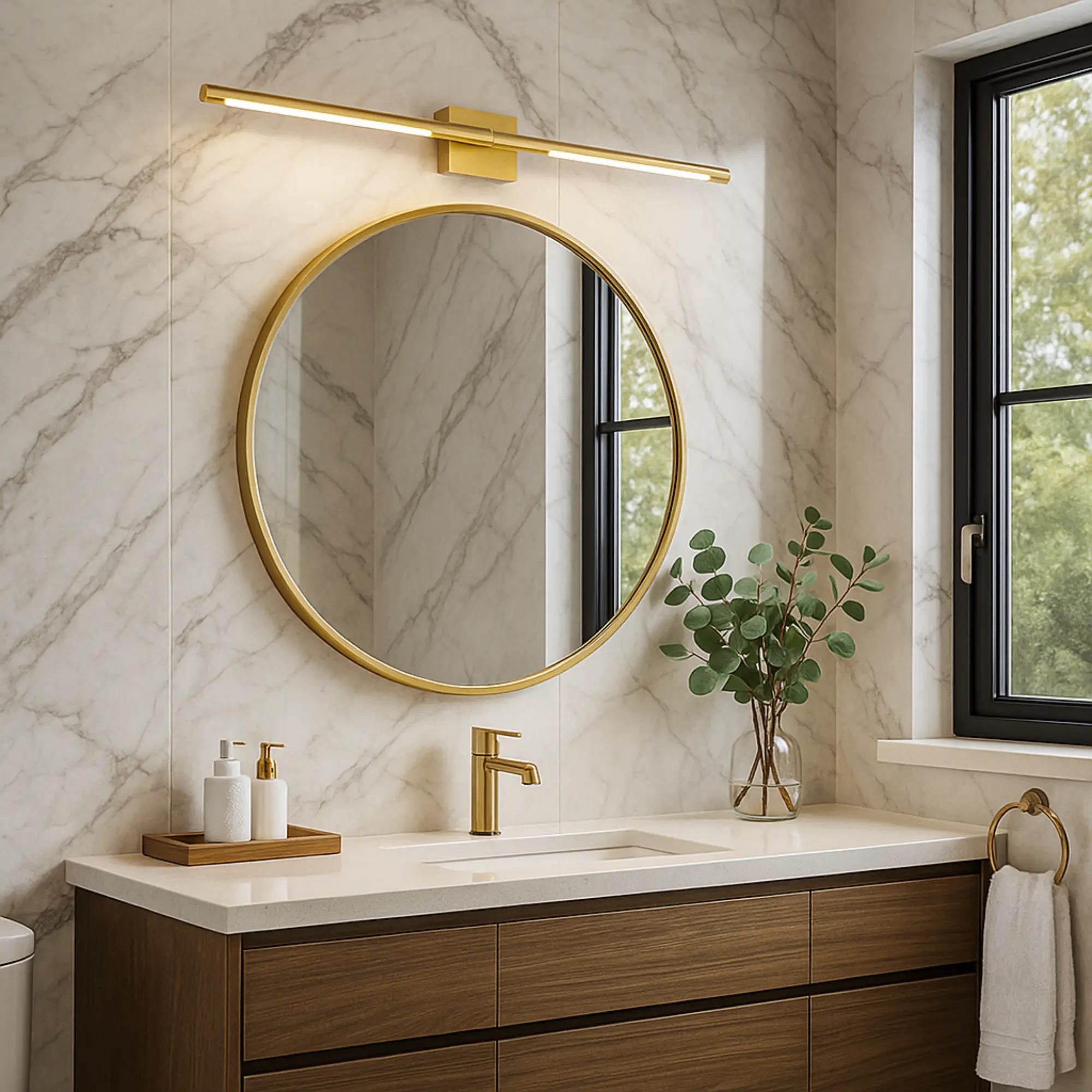 Luminaire miroir LED salle de bain – Noir et or moderne – Image 9