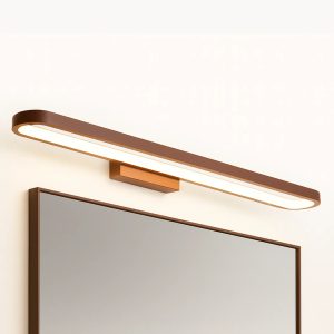 Luminaire miroir LED design épuré marron salle d'eau