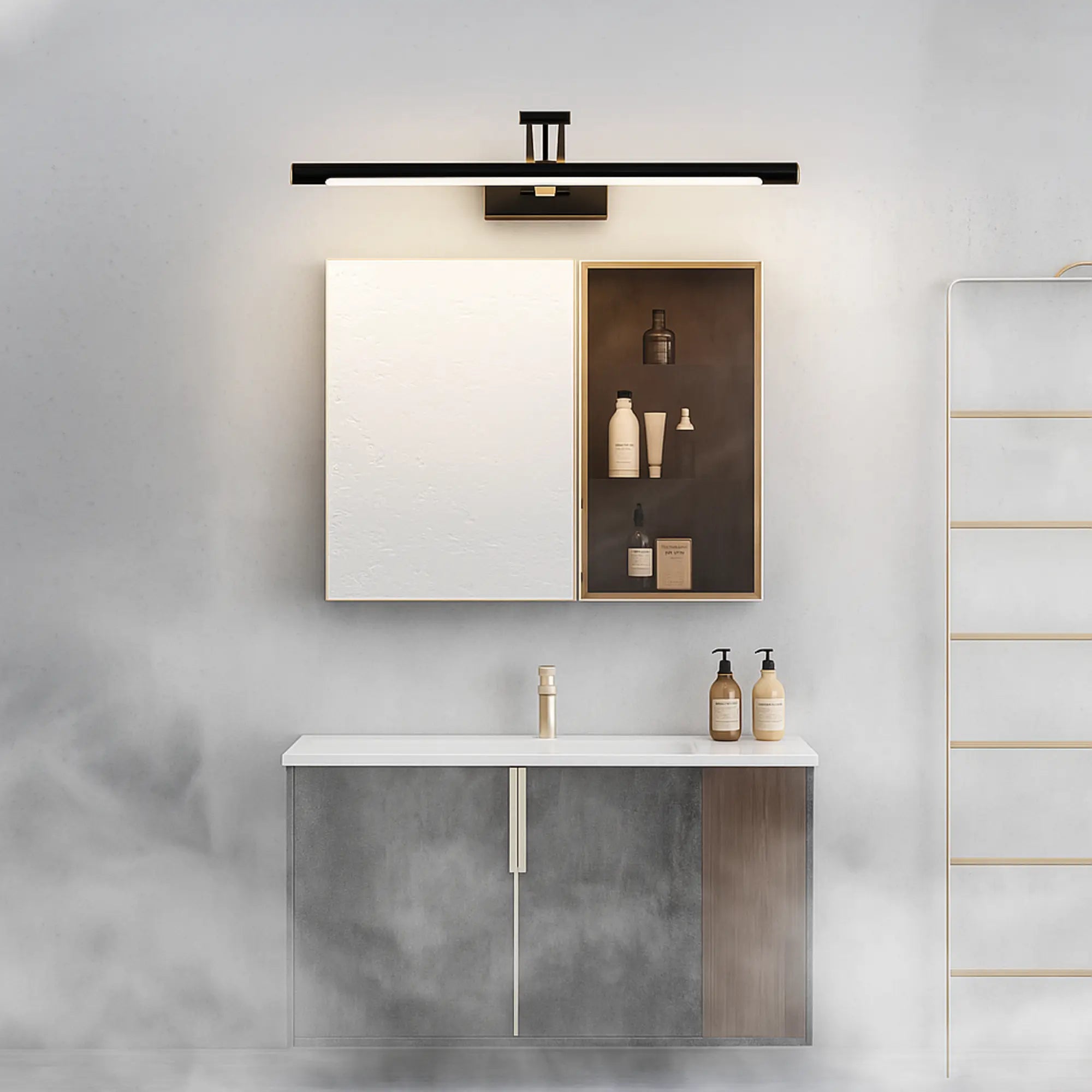 Éclairage Miroir Salle de Bain LED Noir, Luminaire Design Moderne – Image 2