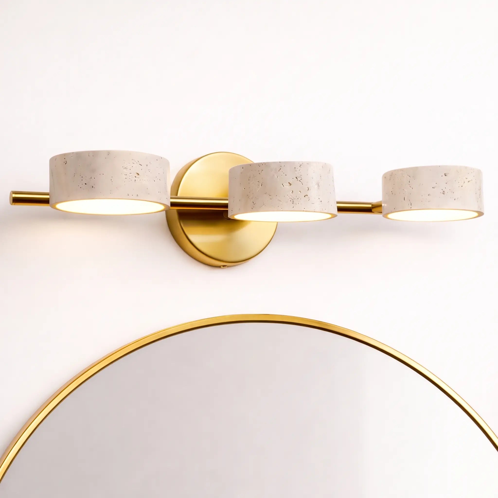 Éclairage Mural LED Travertin Naturel Laiton pour Bain – Image 2