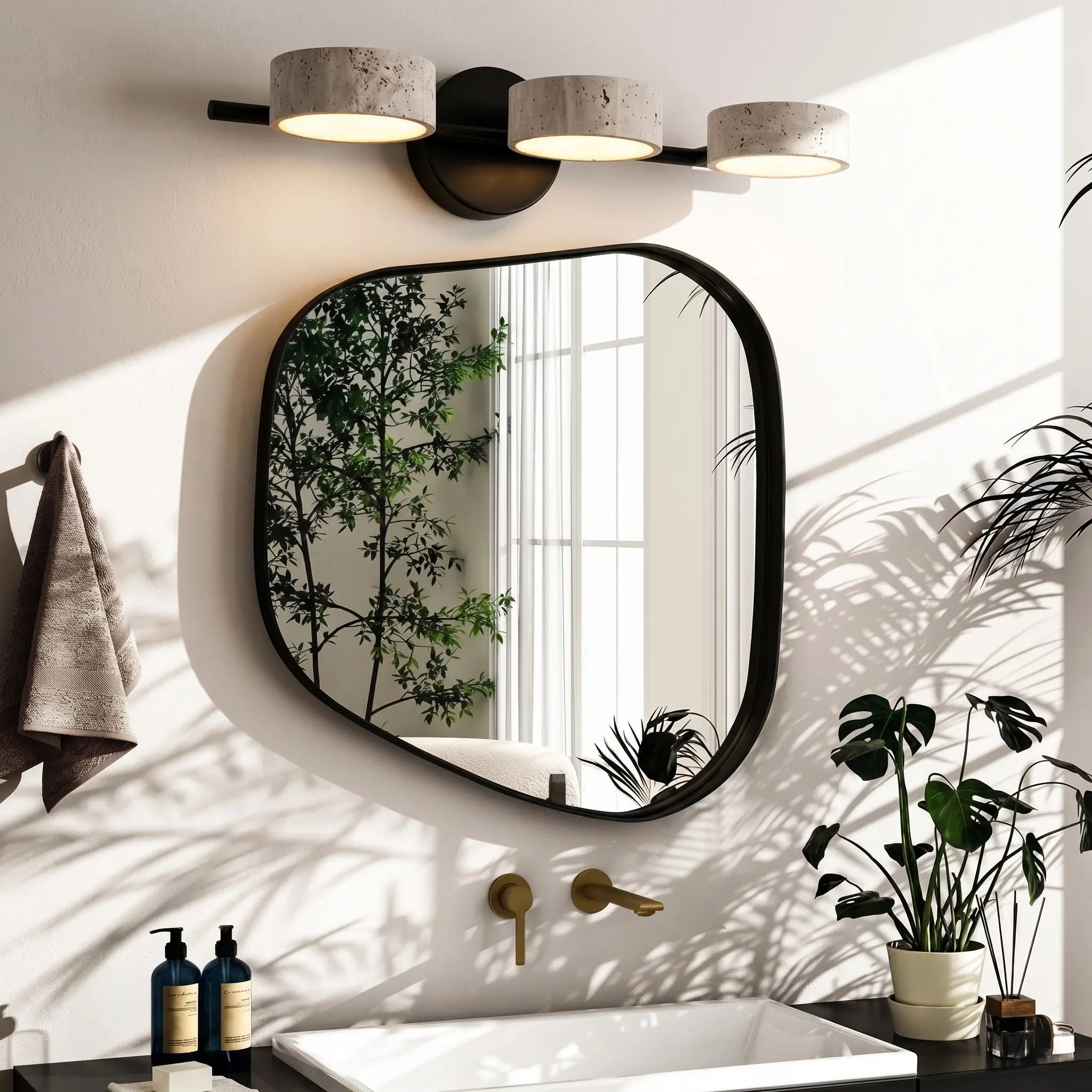 Luminaire Wabi-Sabi Travertin Salle de Bain LED Ajustable – Image 3
