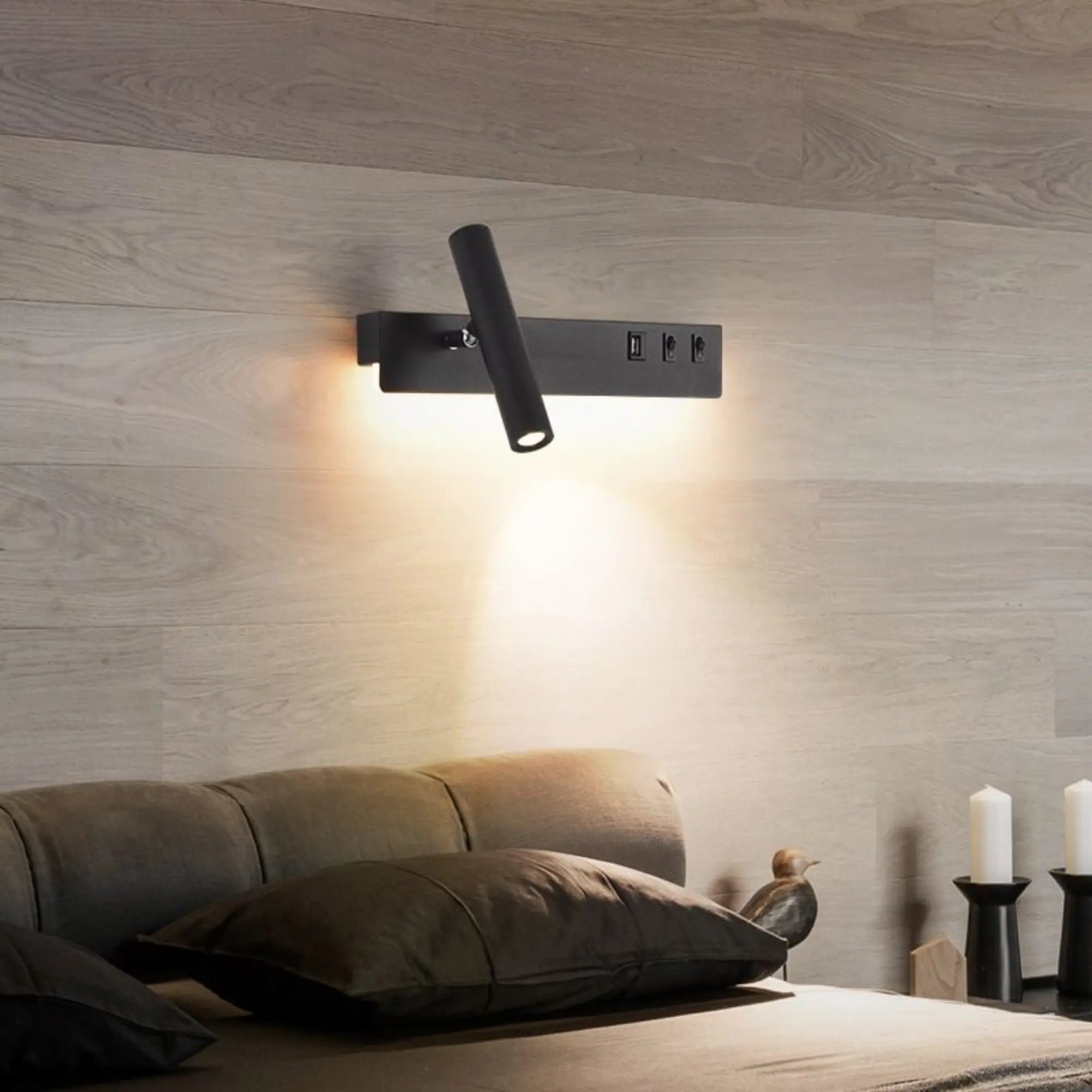Applique murale LED chambre avec USB et liseuse orientable – Image 3