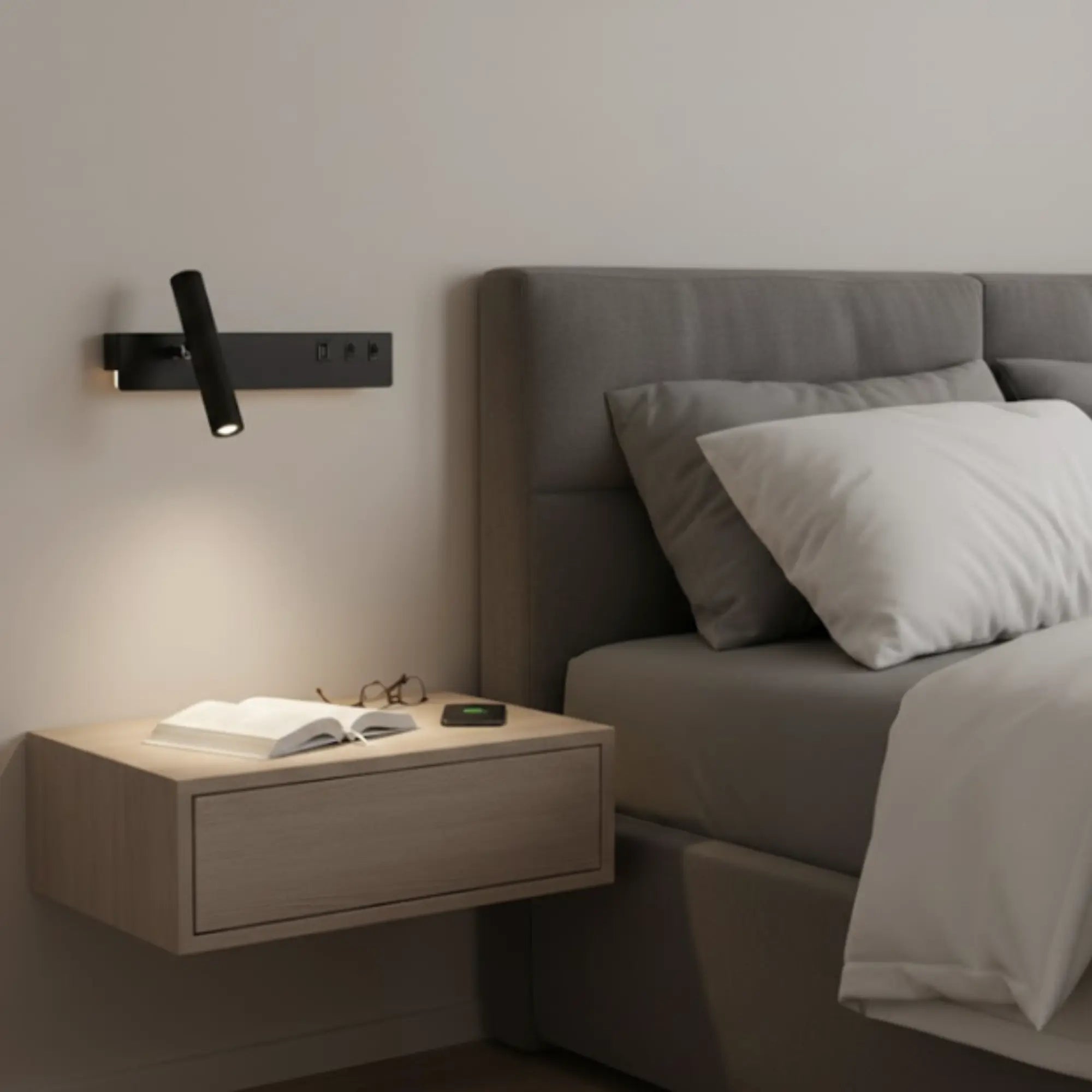 Applique murale LED chambre avec USB et liseuse orientable – Image 7