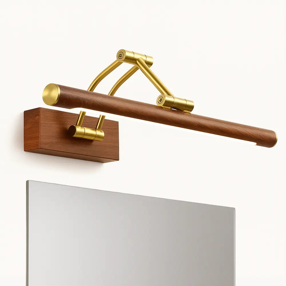 Éclairage miroir LED bois laiton pour salle de bain