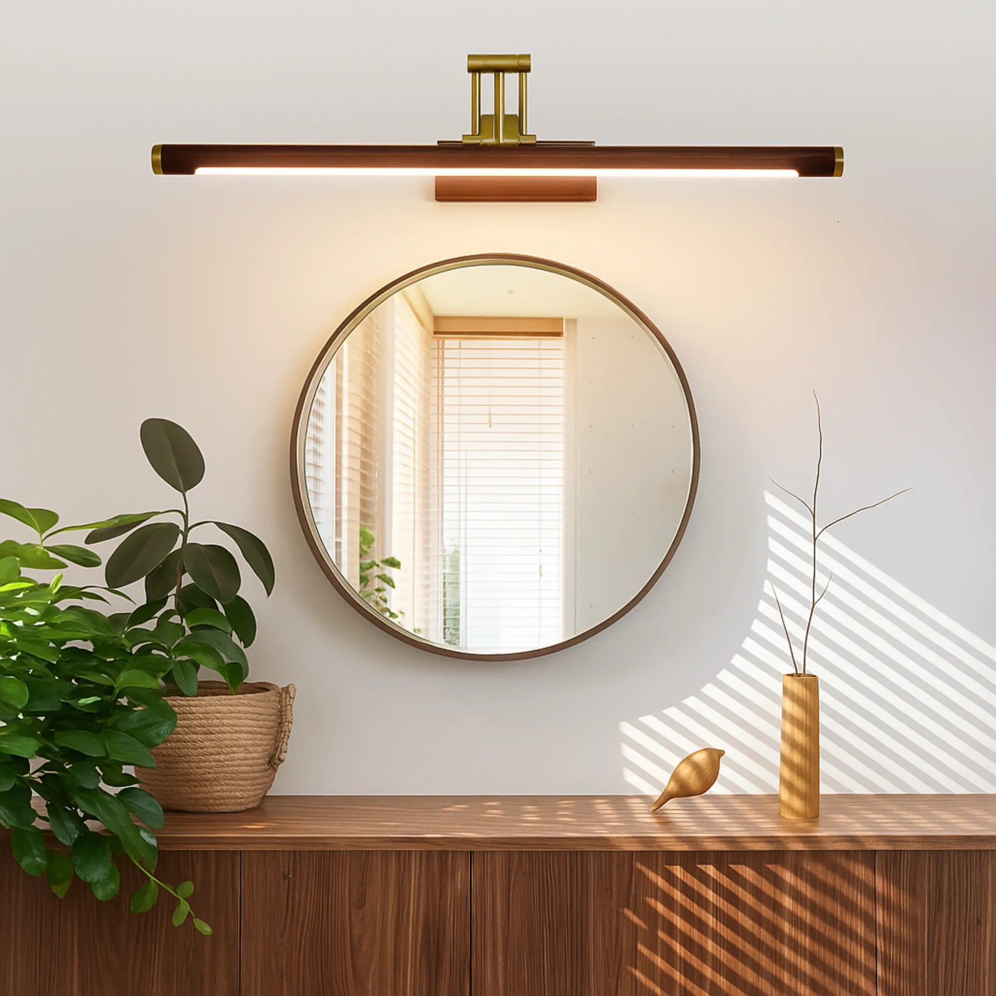 Éclairage miroir LED bois laiton pour salle de bain – Image 3