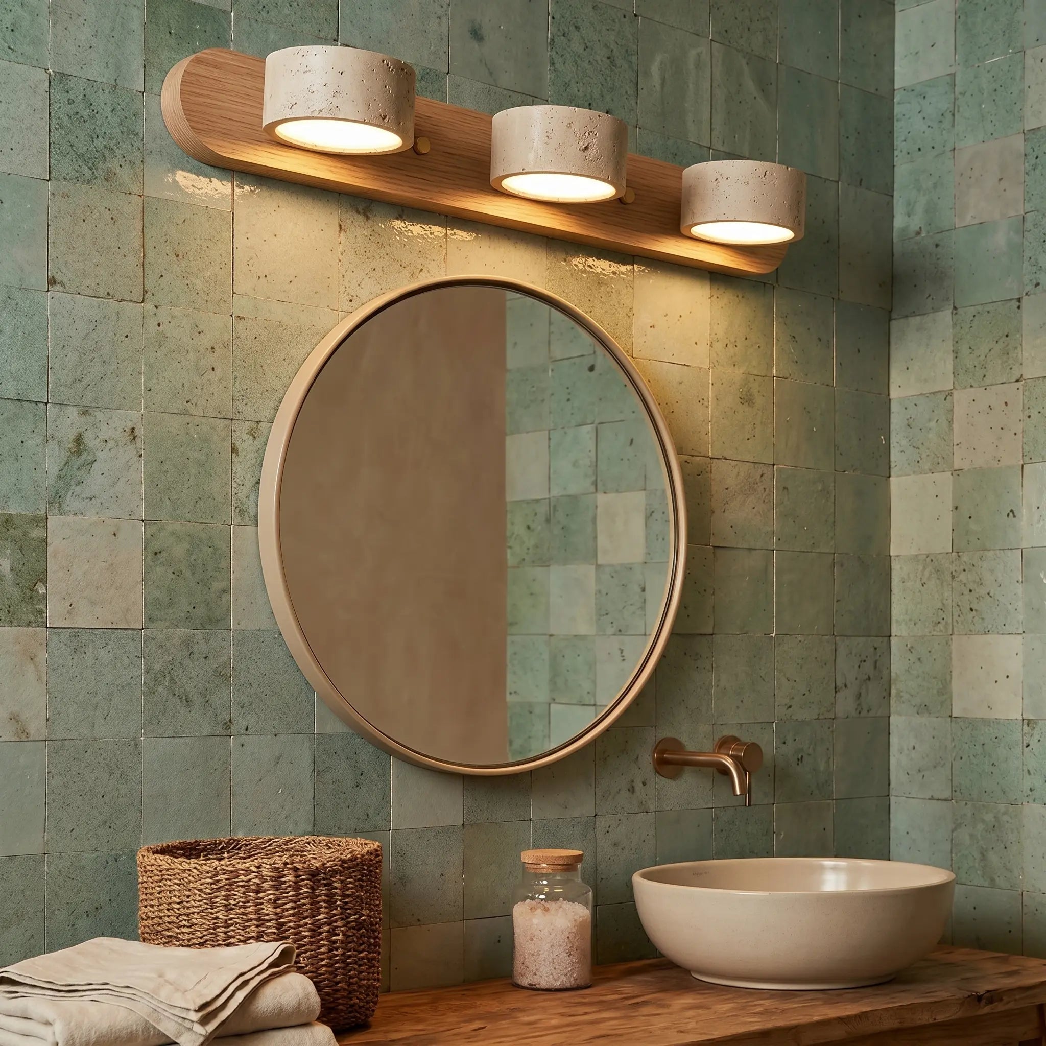 Luminaire miroir LED salle de bain bois – Image 9