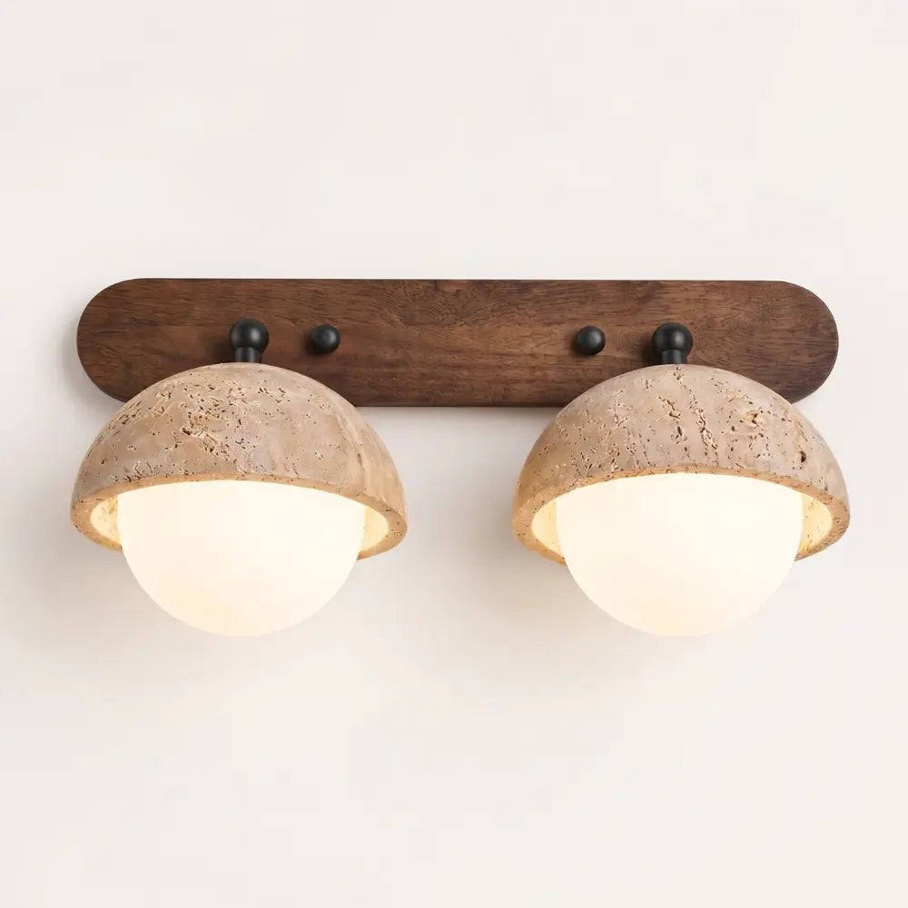 Éclairage miroir travertin bois naturel ambiance zen – Image 2