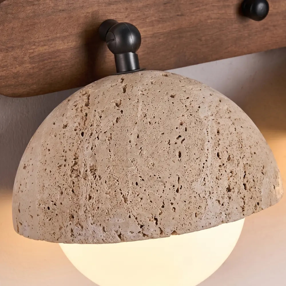 Éclairage miroir travertin bois naturel ambiance zen – Image 3